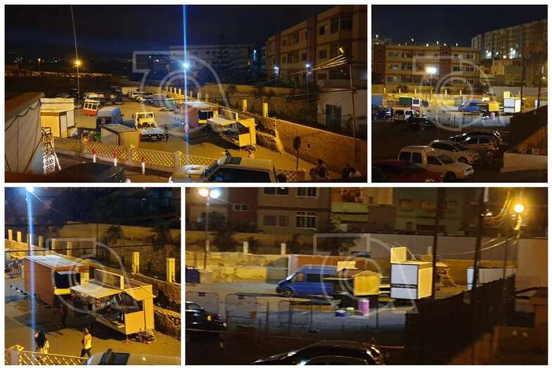 Imágenes de los puestos instalados esta tarde-noche en la trasera de la avenida de Melenara (Foto TA)